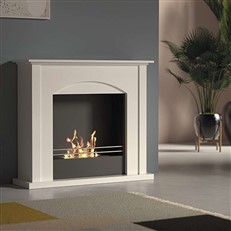Firenze Freestanding Bioethanol Eco Fireplace with White Wood Fire Surround